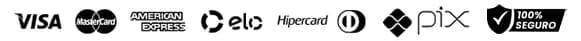 Formas de pagamento aceitas: Visa, Mastercard, American Express, Elo, Hipercard, Diners, Pix. Site 100% seguro.