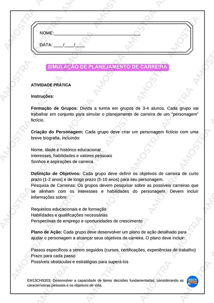 Atividades de Projeto de Vida Ensino Médio - Miniatura 6