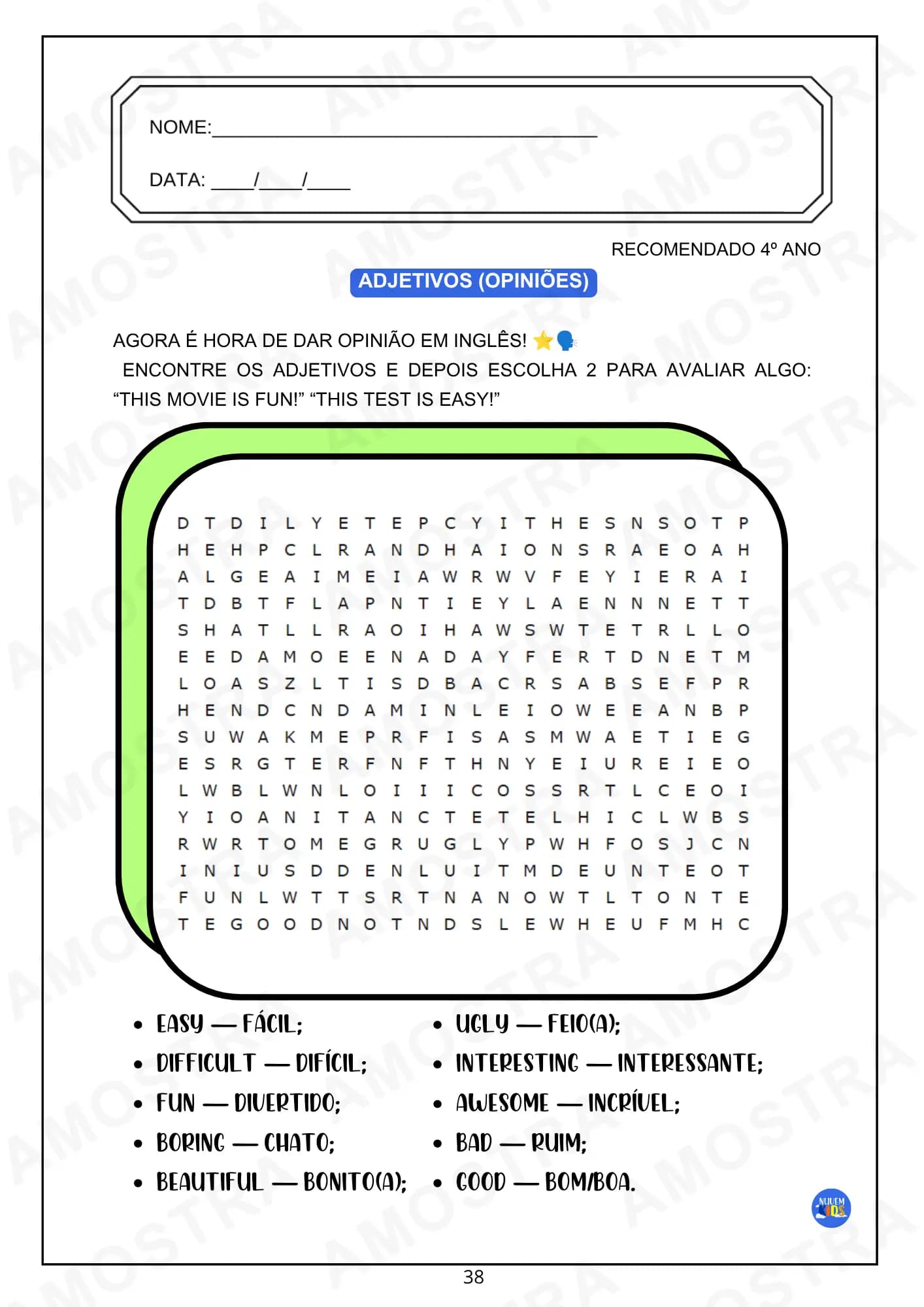 Caça Palavras Inglês Fundamental 1 - Miniatura 7