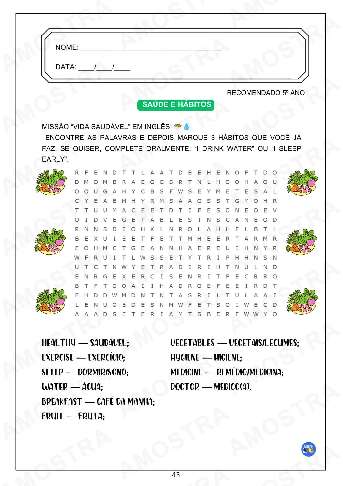 Caça Palavras Inglês Fundamental 1 - Miniatura 8