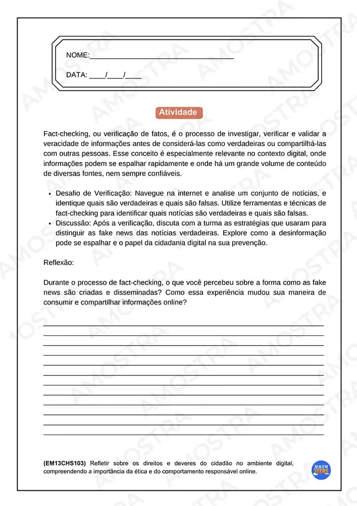 Atividades de Cidadania e Cultura Ensino Médio - Miniatura 3