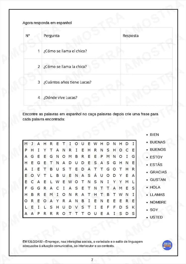 Atividades de Espanhol Ensino Médio - Miniatura 3