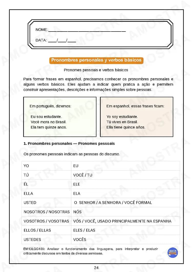Atividades de Espanhol Ensino Médio - Miniatura 4