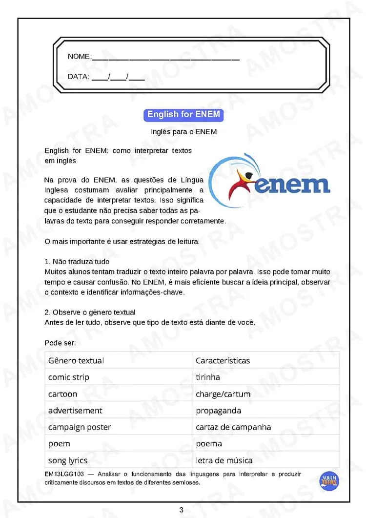 Atividades de Inglês Ensino Médio - Miniatura 4