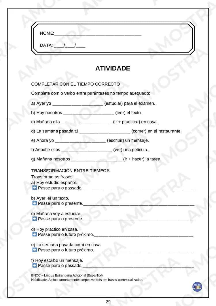Atividades Espanhol Fundamental 2 - Miniatura 3