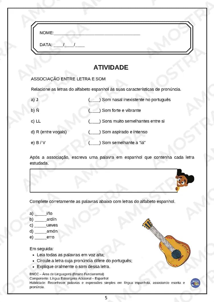Atividades Espanhol Fundamental 2 - Miniatura 6