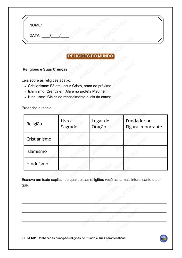 Atividades de Ensino Religioso 1º ao 5º Ano - Miniatura 4
