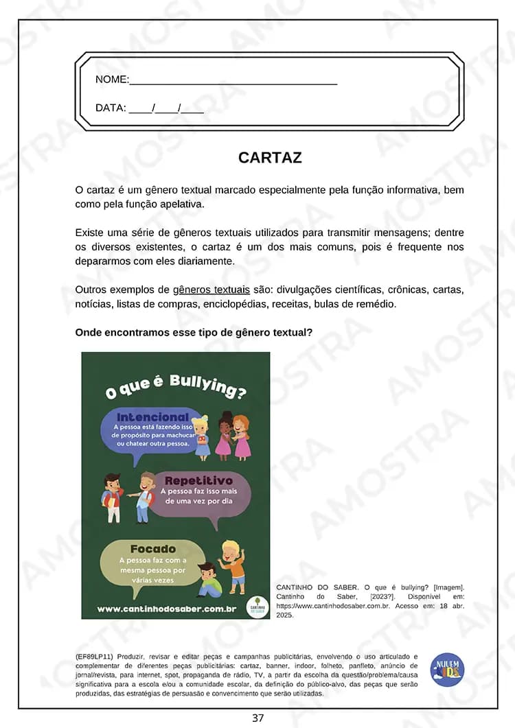 Atividades para Gêneros Textuais 6º ao 9º Ano - Miniatura 3