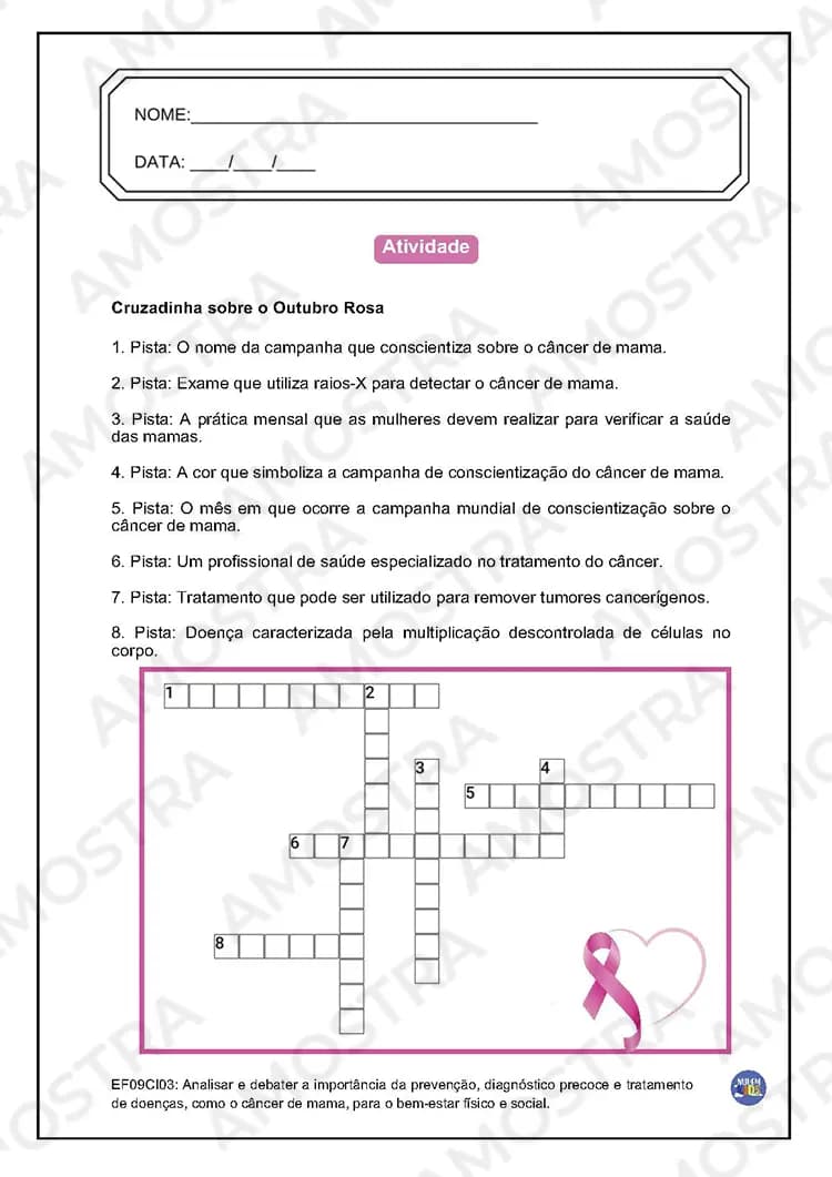 Brinde Atividades Outubro Rosa para Fundamental 2 - Miniatura 2