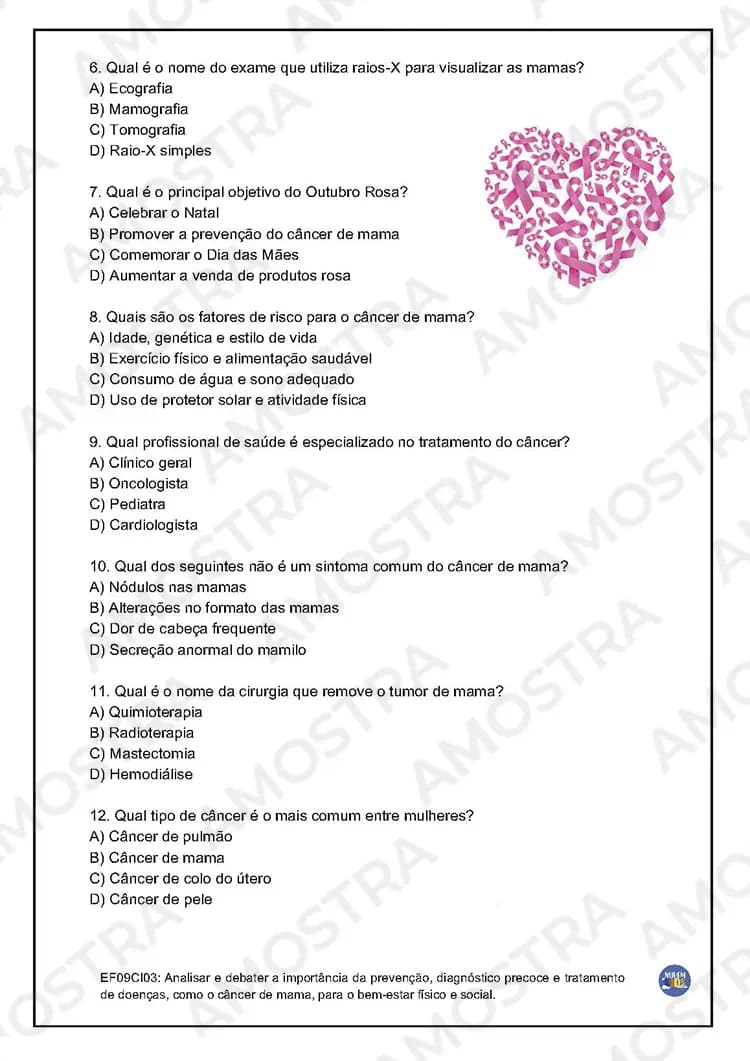 Brinde Atividades Outubro Rosa para Fundamental 2 - Miniatura 3