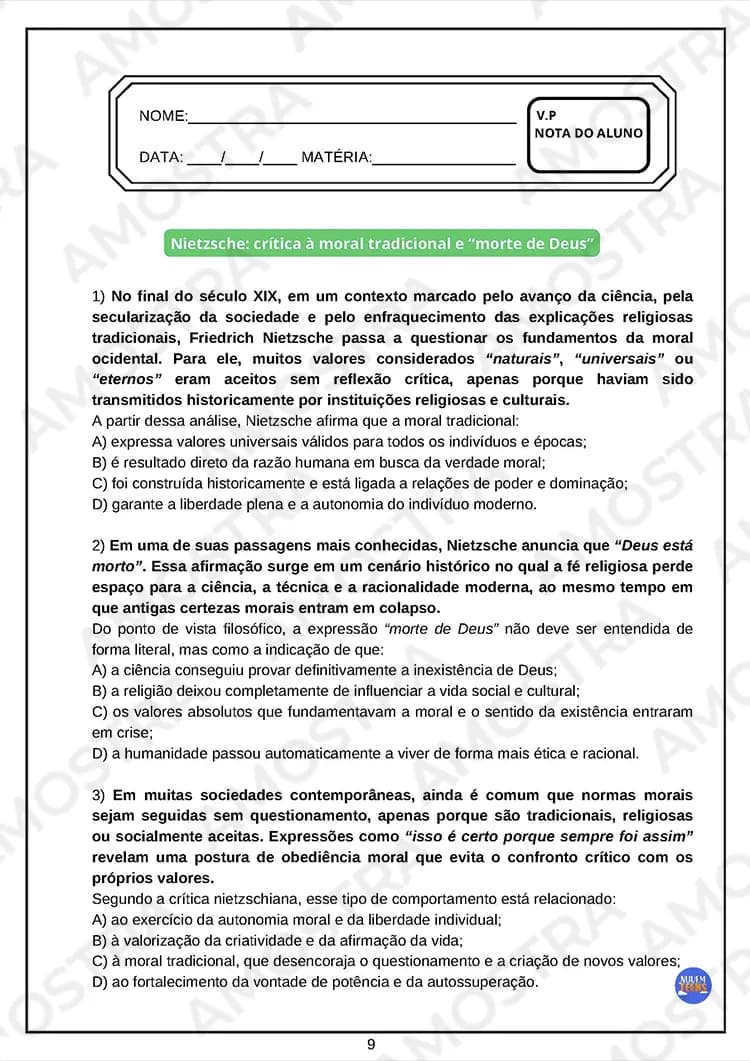 Avaliações de Filosofia Ensino Médio - Miniatura 3