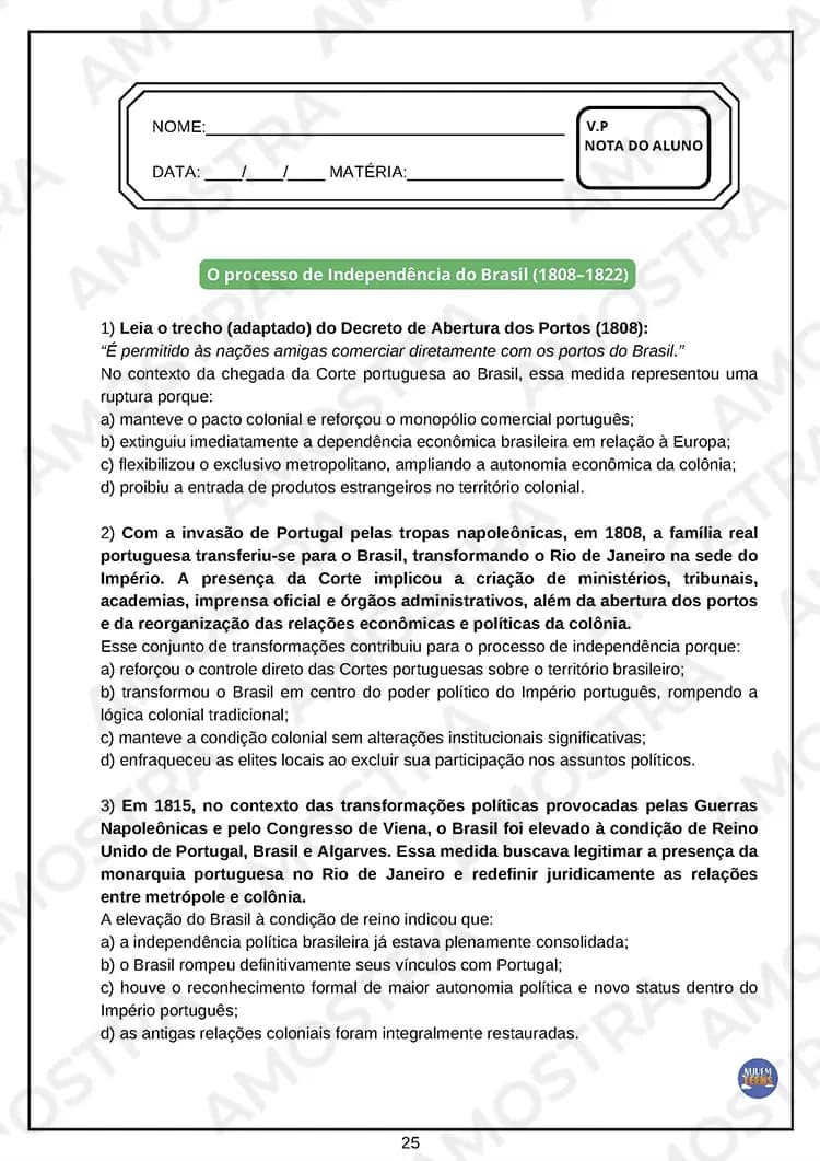 Avaliações de História Ensino Médio - Miniatura 3