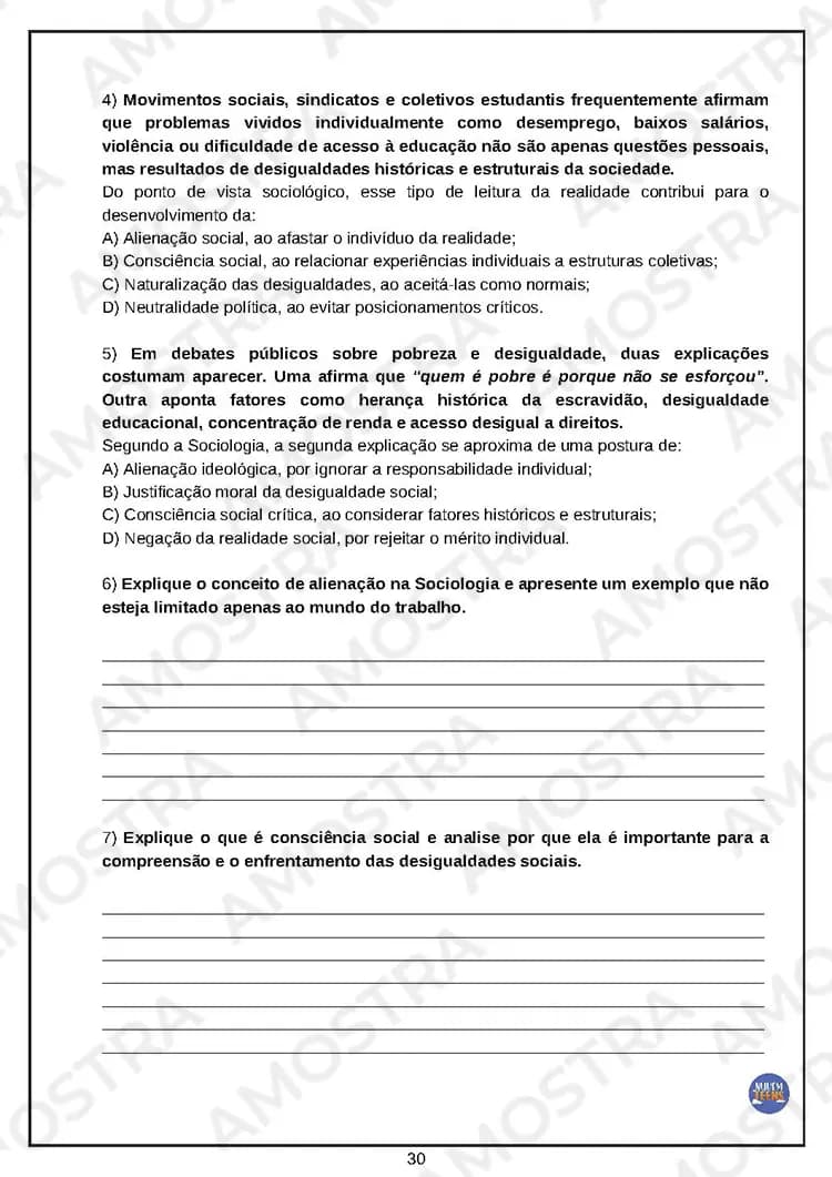 Avaliações de Sociologia Ensino Médio - Miniatura 4