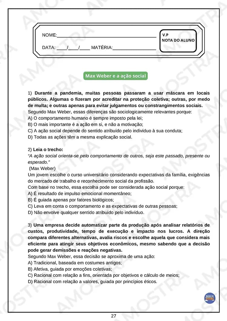 Avaliações de Sociologia Ensino Médio - Miniatura 2