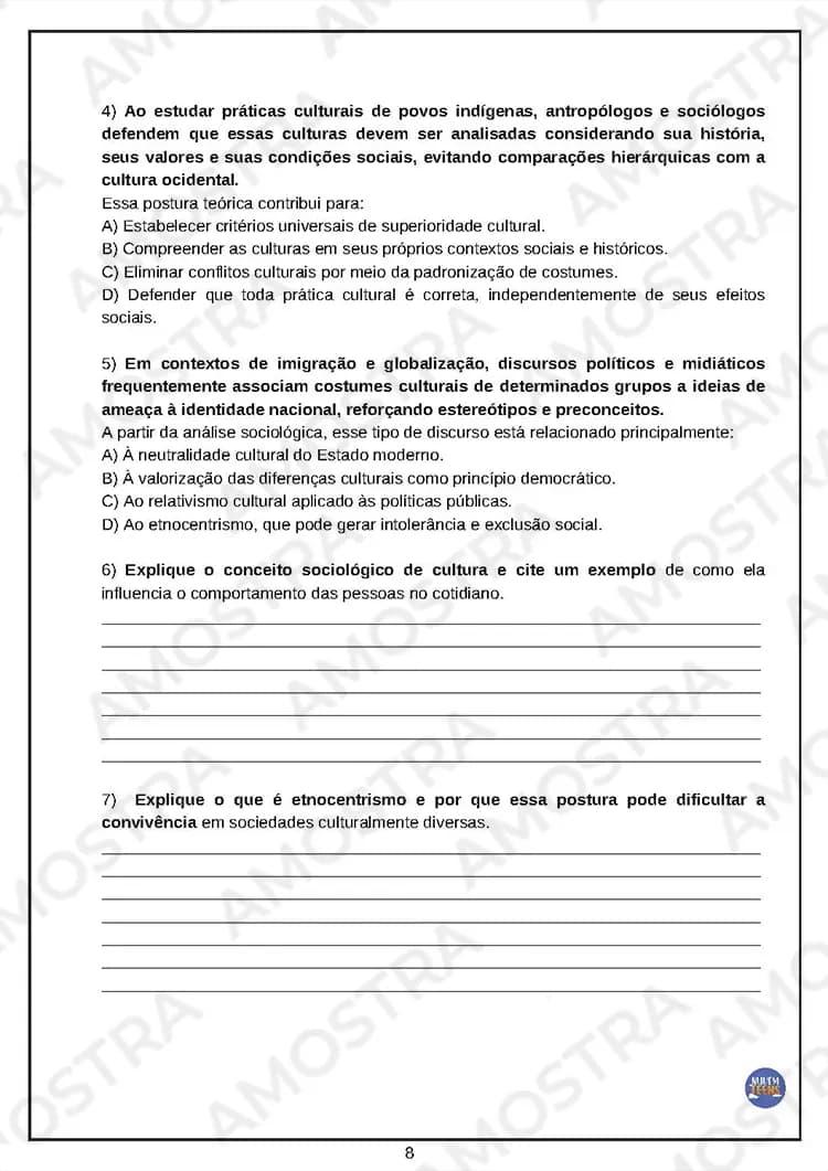 Avaliações de Sociologia Ensino Médio - Miniatura 5