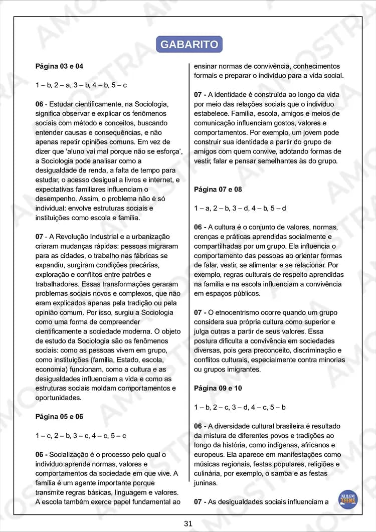 Avaliações de Sociologia Ensino Médio - Miniatura 6