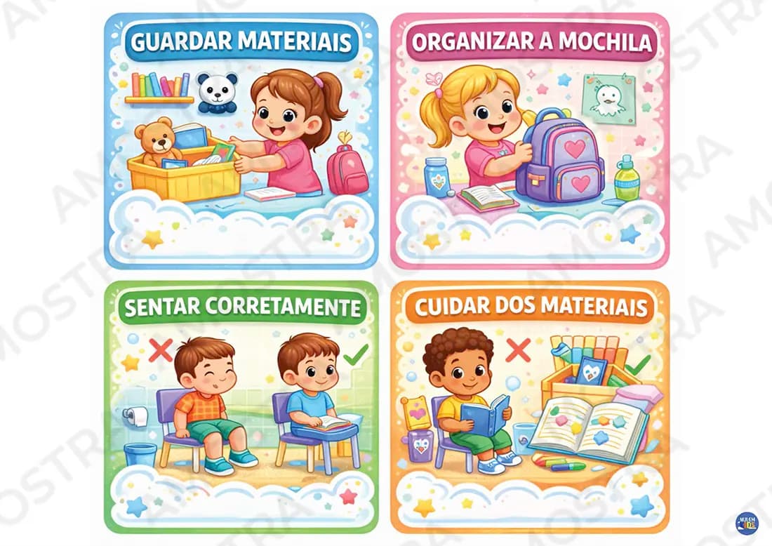 Cards Rotina Escolar Educação Infantil - Miniatura 3