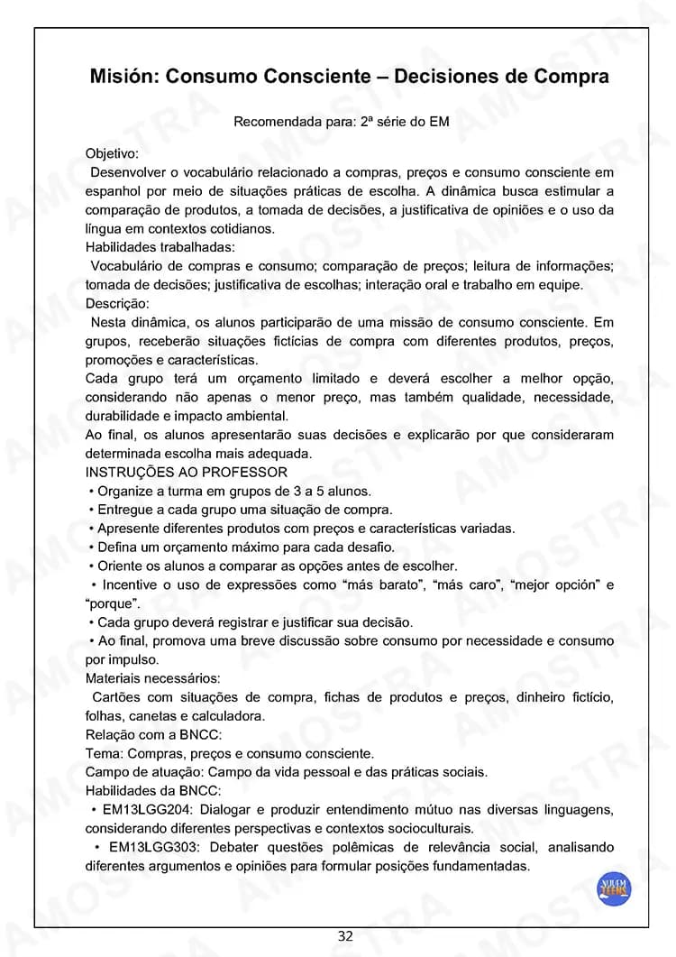 Atividades de Dinâmicas de Espanhol para Ensino Médio - Miniatura 4