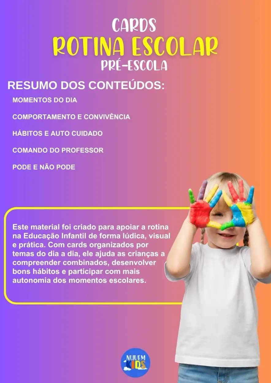 Cards Rotina Escolar Educação Infantil - Miniatura 1