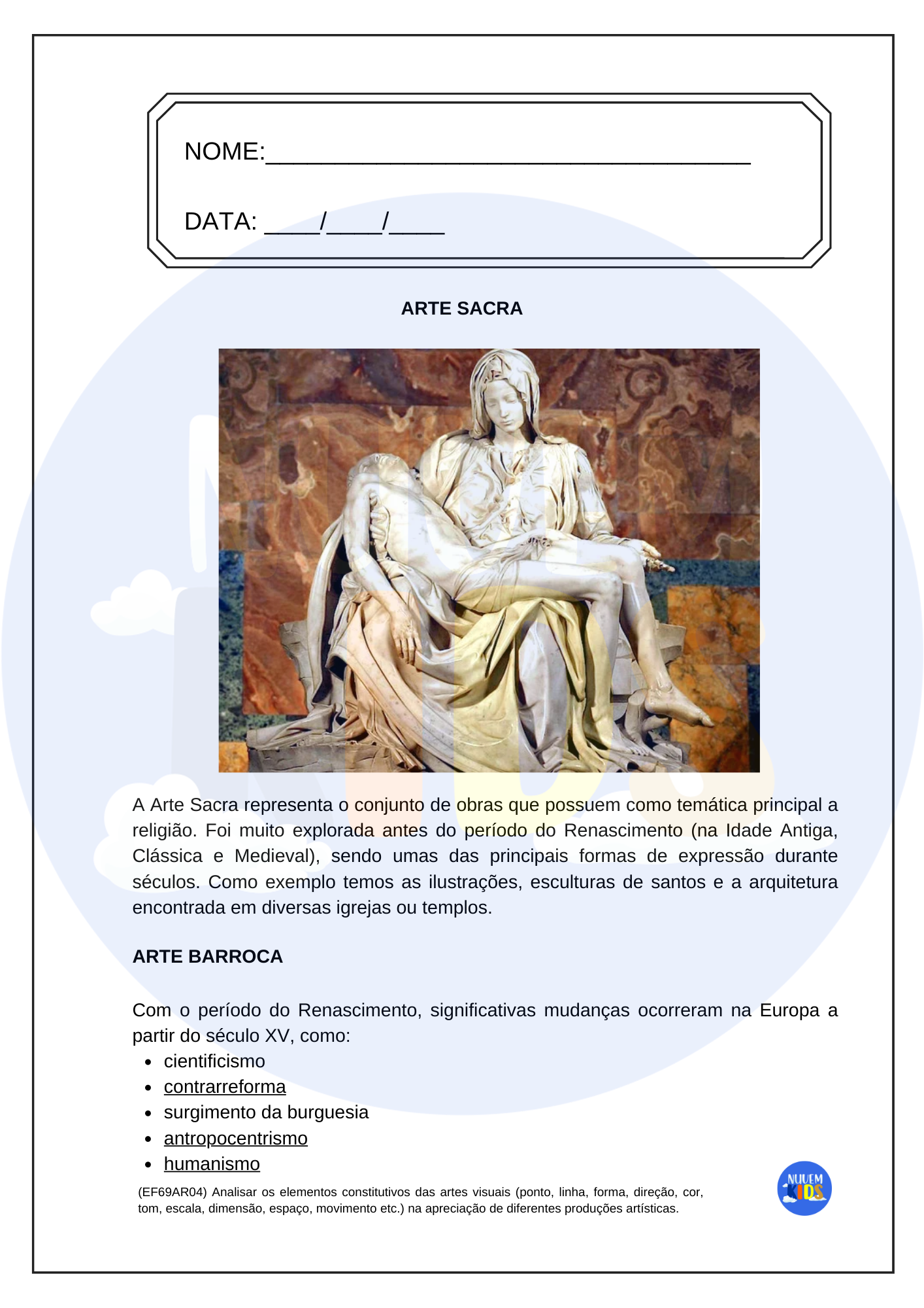 ATIVIDADE - ARTE RENASCENTISTA - TUDO SALA DE AULA.pdf  Atividades de  arte, Arte renascentista, Renascentismo