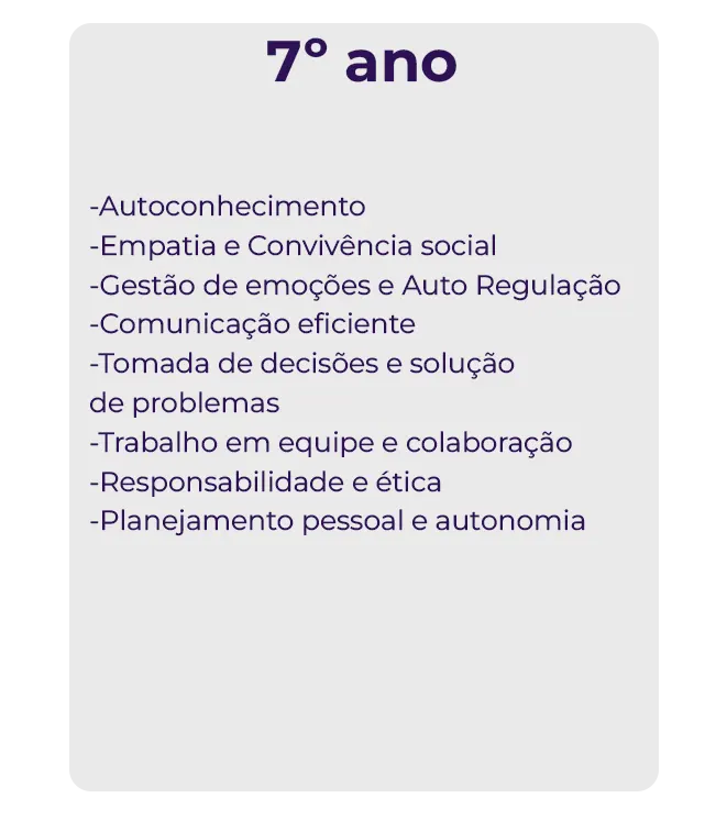 conteúdos Desenvolvimento Socioemocional 7 ANO