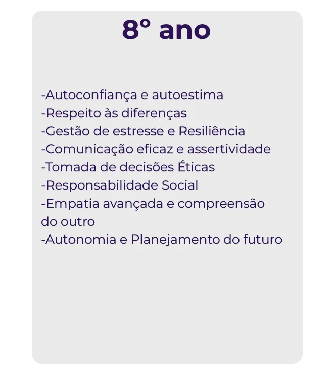 conteúdos Desenvolvimento Socioemocional 8 ANO